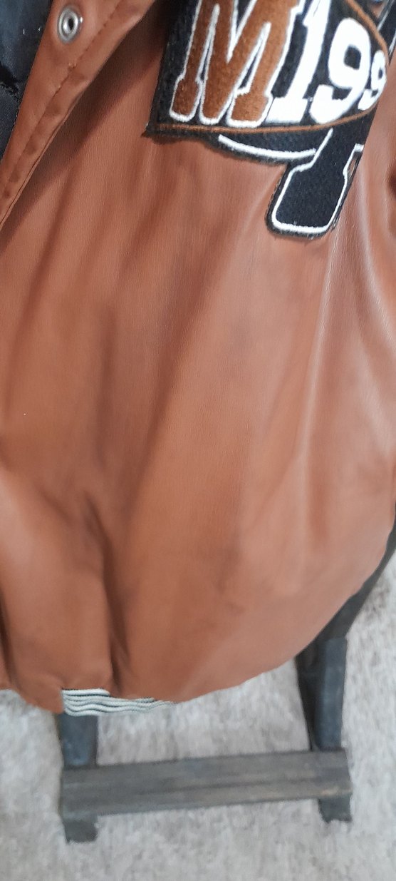 Düğmeli Kahverengi Deri kadın Ceket - Görsel 5