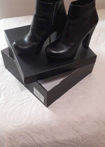 Siyah Deri Platform Topuklu  Kadın Çizme, buti - Görsel 6