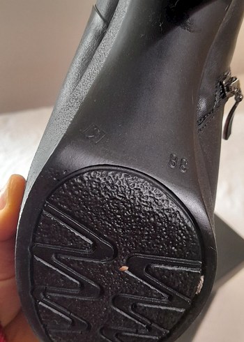 Siyah Deri Platform Topuklu  Kadın Çizme, buti - Görsel 5