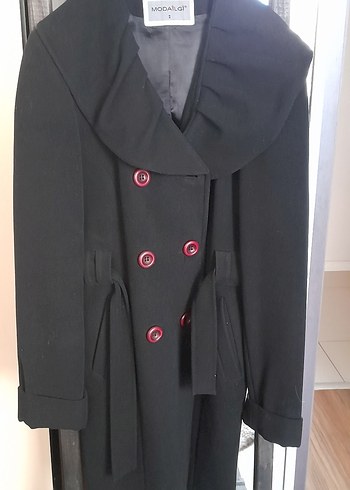 Siyah Çift Düğmeli Kaban - Görsel 2