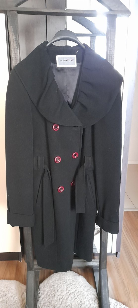 Siyah Çift Düğmeli Kaban - Görsel 2