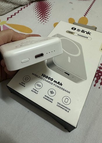 S-link M100 10000mAh Magsafe 15W PD20W Type-C Beyaz Powerbank - Görsel 3