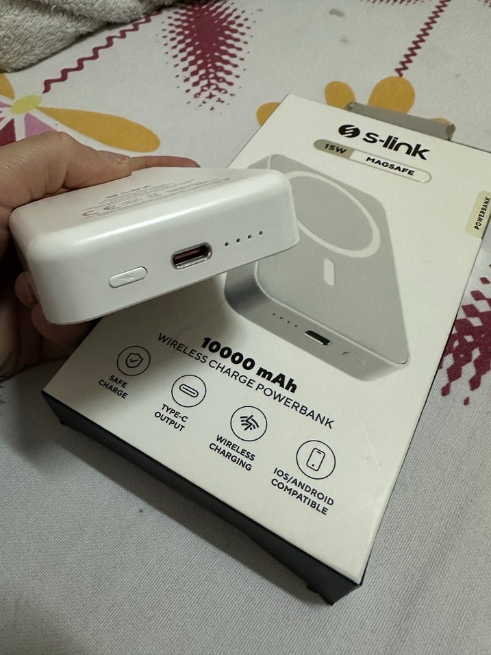 S-link M100 10000mAh Magsafe 15W PD20W Type-C Beyaz Powerbank - Görsel 3