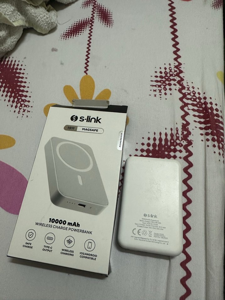 S-link M100 10000mAh Magsafe 15W PD20W Type-C Beyaz Powerbank - Görsel 2