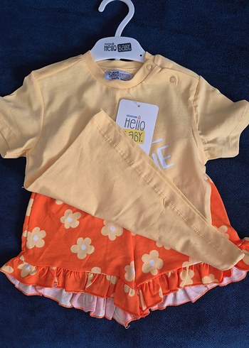 1 Yaş Beden sarı Renk Hello Baby Marka Kız Bebek Alt Üst Takım