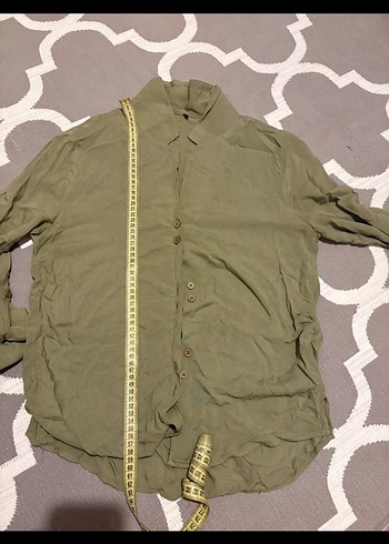 Kadın Haki Pamuk Düğmeli Gömlek - Görsel 6