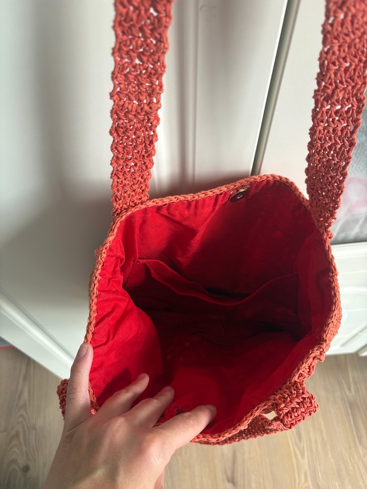 Kırmızı Örgü Kadın Çanta - Görsel 3