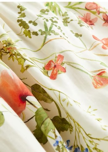 H&M Keten Karışımlı Çiçek Desenli Uzun Askılı Kadın Elbise - Görsel 2