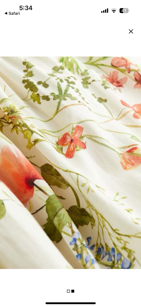 H&M Keten Karışımlı Çiçek Desenli Uzun Askılı Kadın Elbise - Görsel 2