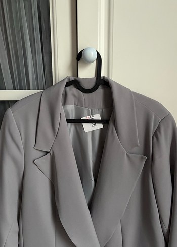 Gri Düğmeli Kadın Blazer Ceket - Görsel 2