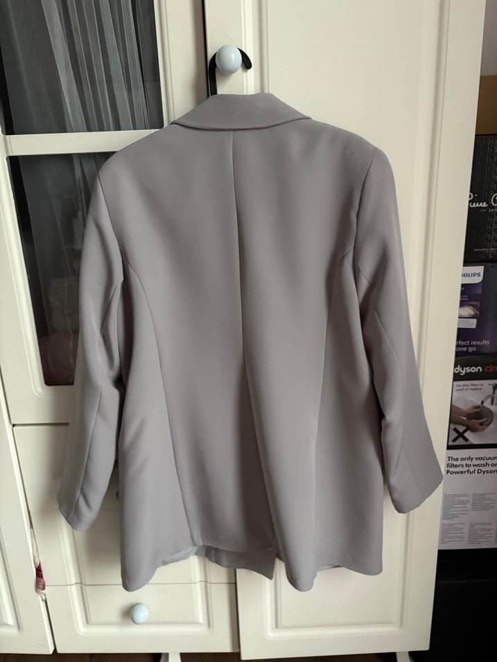 Gri Düğmeli Kadın Blazer Ceket - Görsel 3