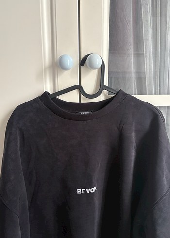 Siyah Süet Salaş Sweatshirt - Görsel 3