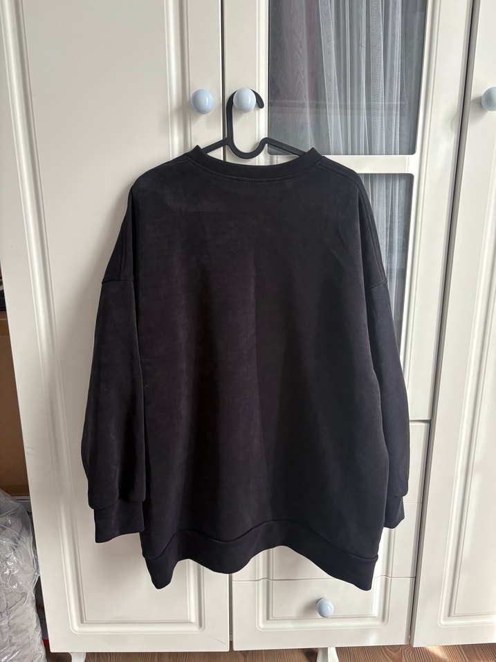 Siyah Süet Salaş Sweatshirt - Görsel 5