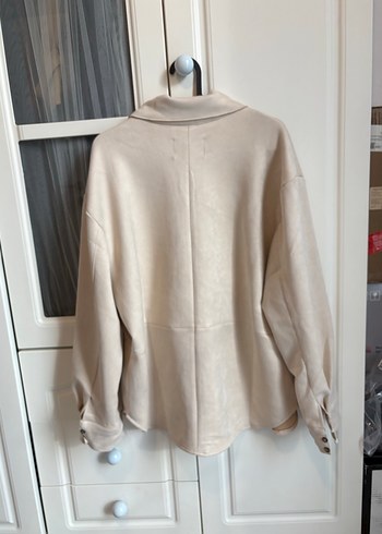 Bej Süet Düğmeli Kadın Gömlek - Görsel 4