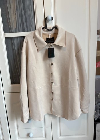 Bej Kadın Süet Düğmeli Gömlek - Görsel 2