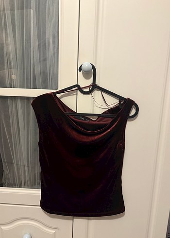 MANGO Bordo Drapeli Kadın Atlet - Görsel 3