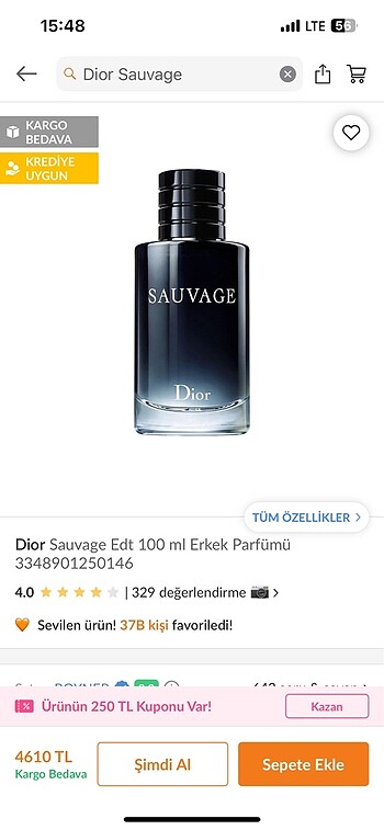 Diyor Sauvage Erkek Parfüm