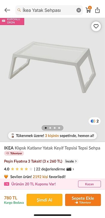 Ikea İkea Yatak Tepsisi