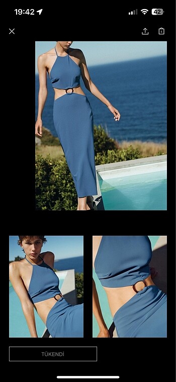 Zara Zara Mavi Cut Out Elbise