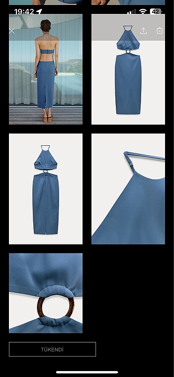 m Beden Zara Mavi Cut Out Elbise