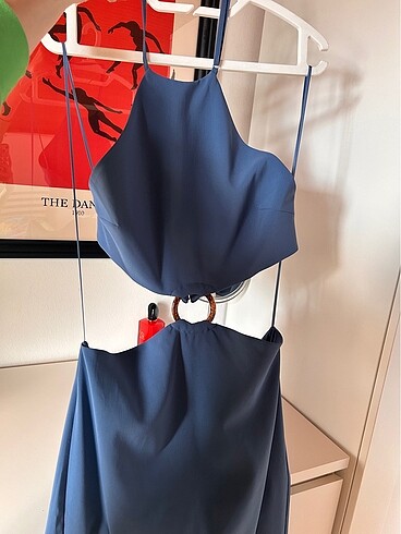 Zara Mavi Cut Out Elbise