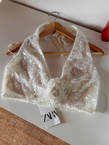 Zara Zara payetli halter yaka