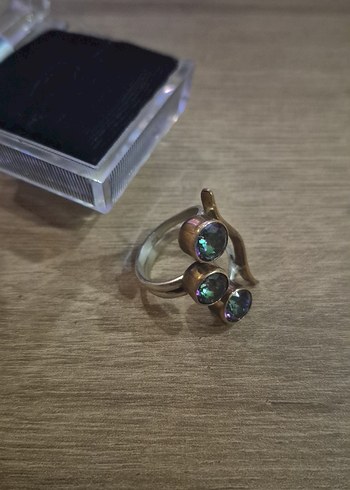 Beden 925 ayar mistik topaz yüzük