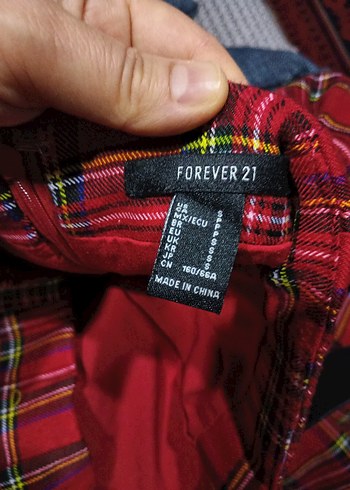 Kemerli Kırmızı Ekose Mini Etek - Görsel 2