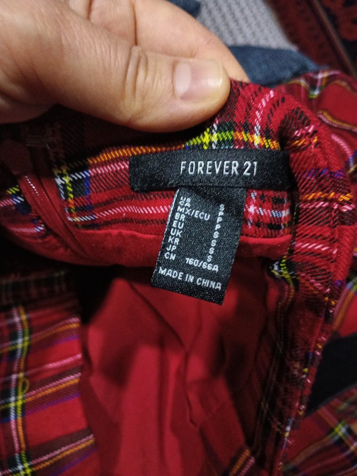 Kemerli Kırmızı Ekose Mini Etek - Görsel 2