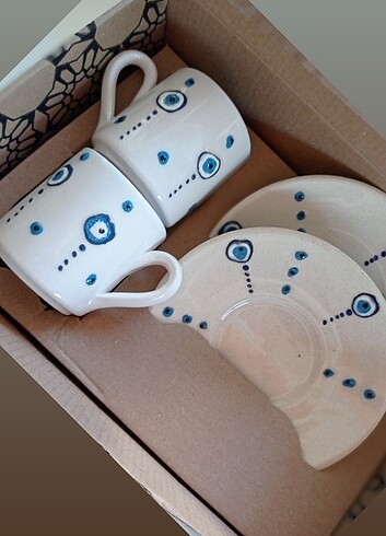 Seramik ikili kahve fincanları - Görsel 4