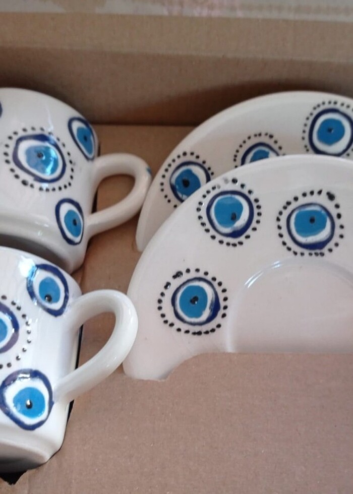 Seramik ikili kahve fincanları  - Görsel 3