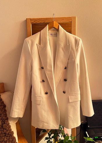 Zara Ekru Cift Sirali Blazer Ceket