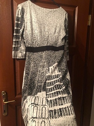 Tasarımcı Midi boy desenli elbise
