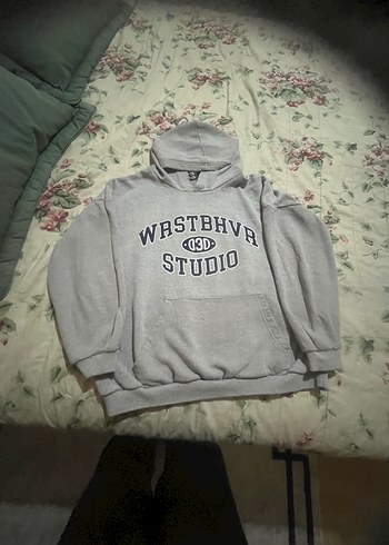 m Beden Gri Kapüşonlu Rahat Sweatshirt