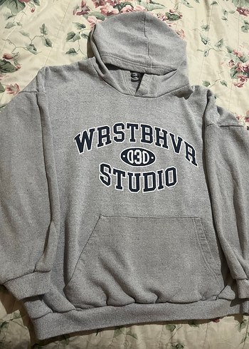 Gri Kapüşonlu Rahat Sweatshirt