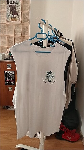 Erkek kolsuz t-shirt hiç giyilmedi 