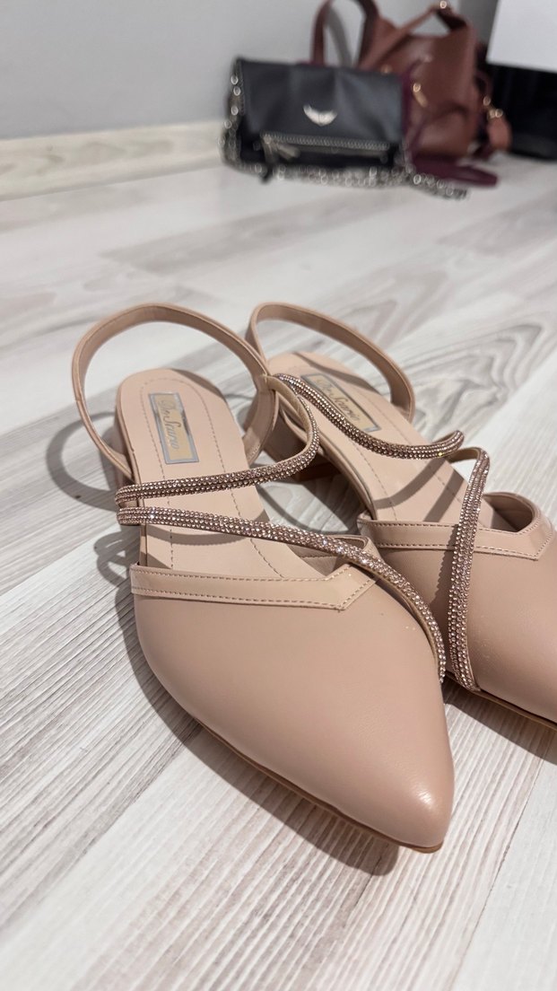 Bej Stiletto Topuklu Kadın Abiye Ayakkabı - Görsel 2