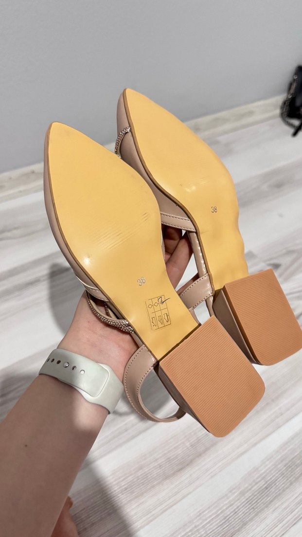 Bej Stiletto Topuklu Kadın Abiye Ayakkabı - Görsel 4