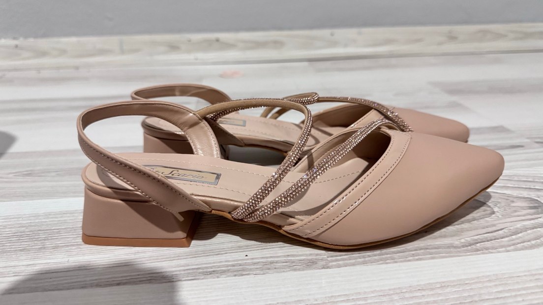 Bej Stiletto Topuklu Kadın Abiye Ayakkabı - Görsel 3