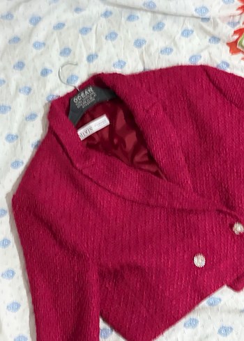 Fuşya Düğmeli Triko Kadın Blazer - Görsel 2