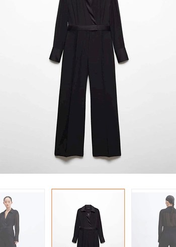 Kadın Siyah Midi Uzun Kollu Tulum - Görsel 2