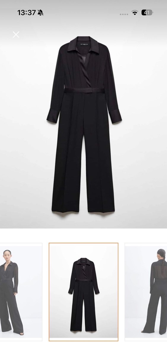 Kadın Siyah Midi Uzun Kollu Tulum - Görsel 2