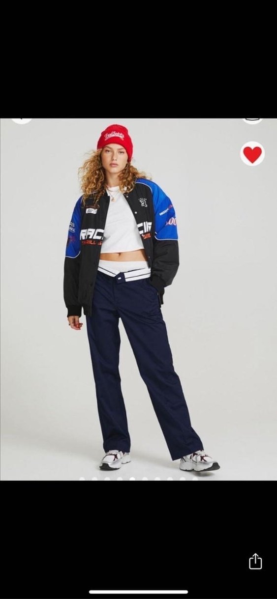 Mavi Baskılı Kadın Bomber Ceket - Görsel 3