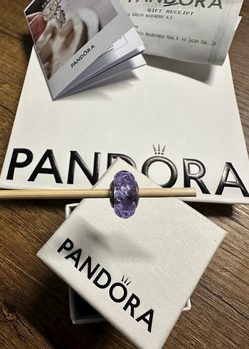 Pandora Orjinal Sertifikalı Mor Murano Charm ve Kutusu - Görsel 3