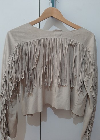 Bej Süet Bohem Kadın Ceket - Görsel 3