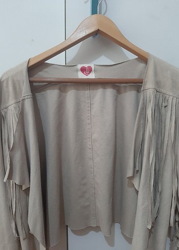 Bej Süet Bohem Kadın Ceket - Görsel 2