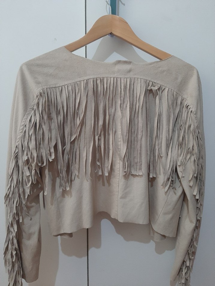 Bej Süet Bohem Kadın Ceket - Görsel 3