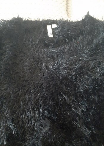 Siyah Peluş Kadın Kazak - Görsel 2