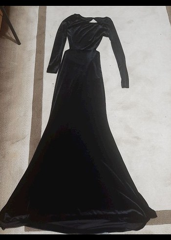 Uzun Siyah Gotik V Yaka Elbise - Görsel 8