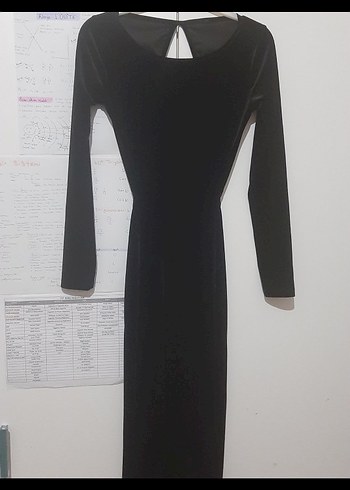 Uzun Siyah Gotik V Yaka Elbise - Görsel 7